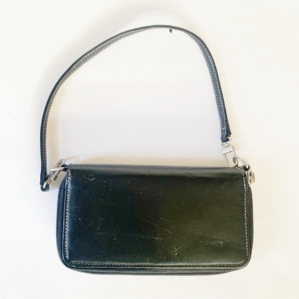 5/$25 black clutch wallet with over shoulder strap
